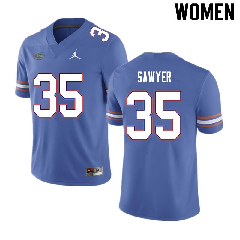 Women's NCAA Florida Gators William Sawyer #35 Stitched Authentic Nike Blue College Football Jersey GGZ3465BT